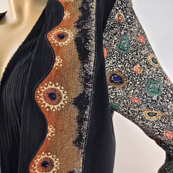 Beverly Rose Open Front Tunic Top Vintage 1980s  Size Medium Made In USA - Picture 8 of 10